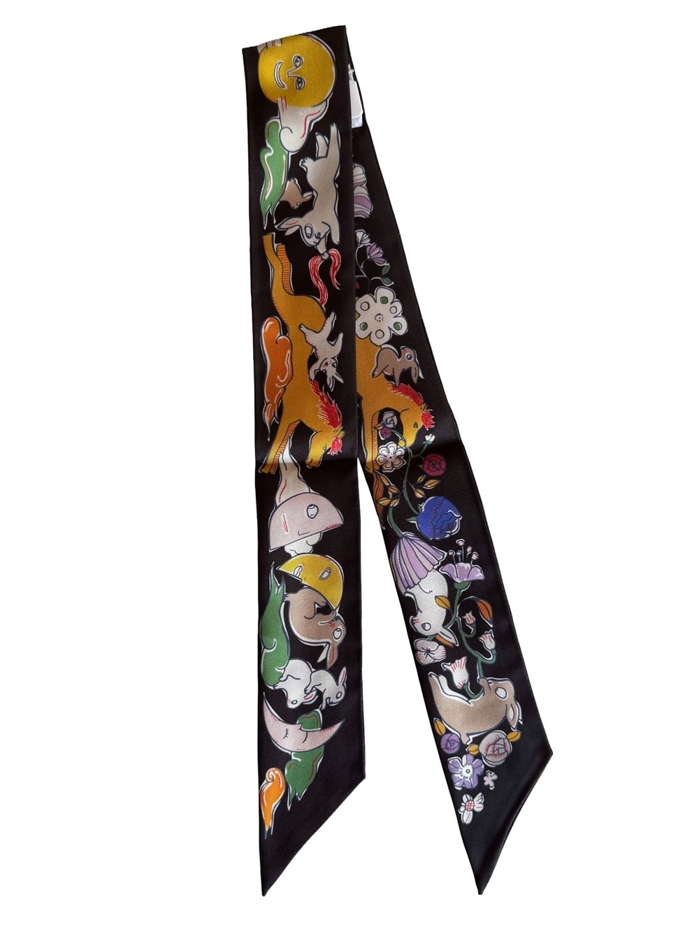 Hermès Mille et Un Lapins Twilly 100% Silk